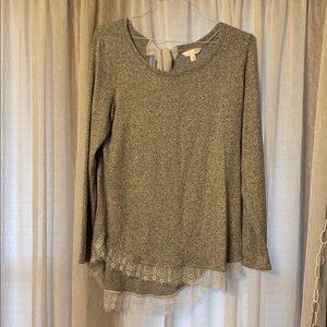 Lauren Conrad. Super soft grey/ white long sleeve shirt. Large